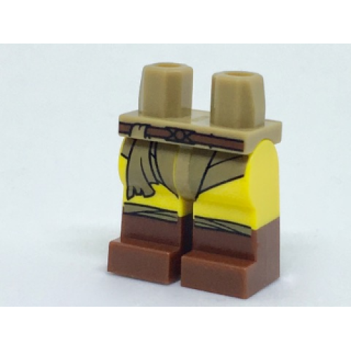 Деталь LEGO 970c03pb31 Hips and Yellow Legs with Reddish Brown Belt and Boots and Dark Tan Loincloth Pattern