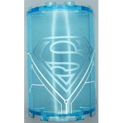 Cylinder Half 2 x 4 x 5 with 1 x 2 Cutout with Metallic Light Blue Superman Logo and White Circuitry Pattern (Sticker) - Set 41239
