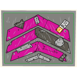 Slope 10 6 x 8 with Armor Plates and Black Chinese Logogram '危险' (Danger) Pattern (Sticker) - Set 80006