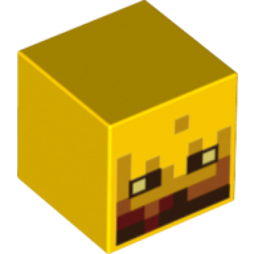 Деталь LEGO 19729pb007 Minifigure, Head, Modified Cube with Pixelated Fire and Black Eyes Pattern (Minecraft Blaze)
