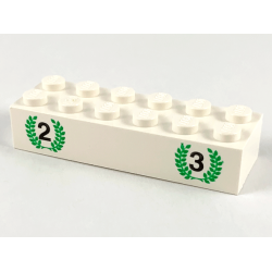 Brick 2 x 6 with Black Number 2 and Number 3, Green Laurels Pattern