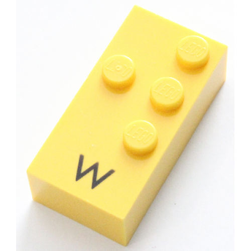 Деталь LEGO 65549pb01 Brick, Braille 2 x 4 with 4 Studs with Black Capital Letter W Pattern (dots-2456 ⠺)