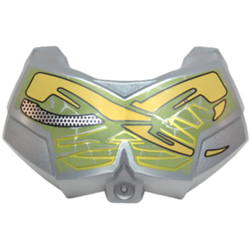 Деталь LEGO 98603pb012 Large Figure Chest Armor Small with Green and Yellow Pattern