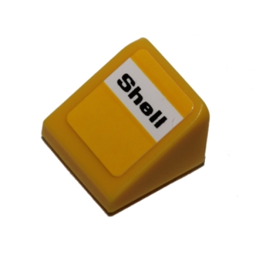 Деталь LEGO 54200pb070 Slope 30 1 x 1 x 2/3 with Black 'Shell' on White Background Pattern (Sticker) - Set 40193
