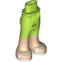 Mini Doll Hips and Trousers with Back Pockets with Light Nougat Lower Legs and White Sandals Pattern - Thick Hinge - Lime