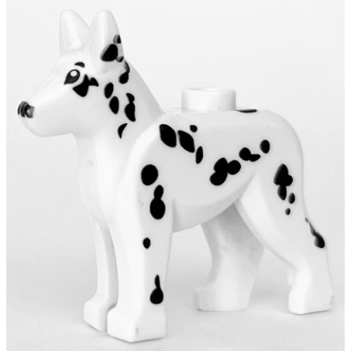 Деталь LEGO 92586pb03 Dog, Alsatian / German Shepherd with Black Eyes, Nose and Spots Pattern