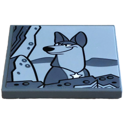 Tile 4 x 4 with TV Screen with Dog Thunderbolt between Rocks on Light Bluish Gray Background Pattern (Sticker) - Set 43271