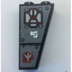 Slope, Inverted 75 2 x 1 x 3 with Line, Dots and Thin Footprint Pattern Model Back Left Side (Sticker) - Set 70009