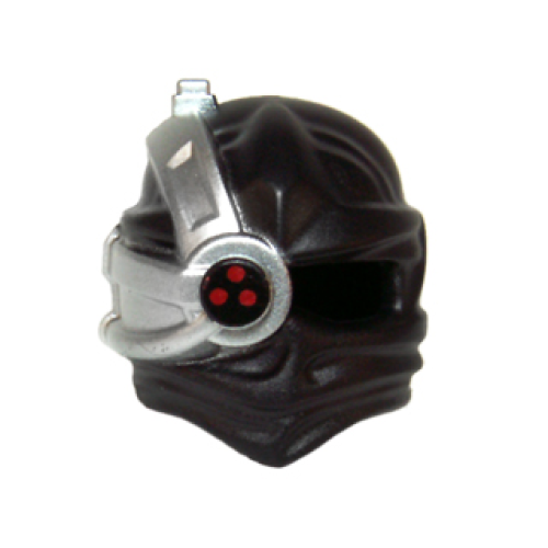Деталь LEGO 15616pb01 Minifigure, Headgear Ninjago Wrap with Silver Cyborg Eyepiece with One Red Dot on Top without Silver Outline Pattern