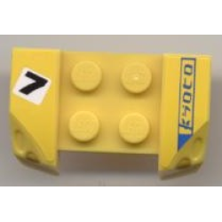 Vehicle, Mudguard 2 x 4 with Headlights Overhang with Black Number 7 and 'Kyoto' Pattern (Stickers) - Set 8124