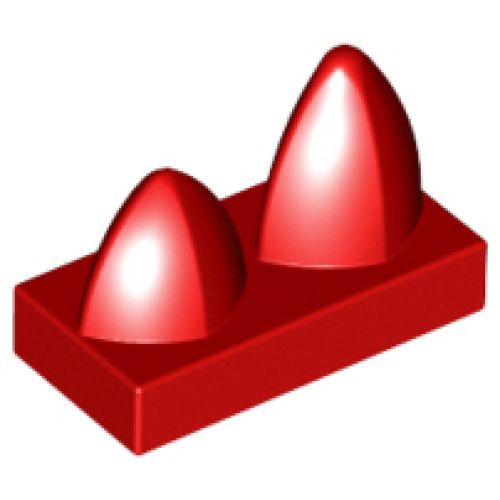 Деталь LEGO 15209 Tile, Modified 1 x 2 with 2 Teeth Vertical - Red