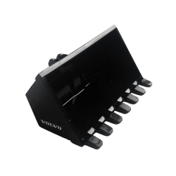 Vehicle, Digger Bucket 7 Teeth 3 x 6, Rise Inside with Locking 2 Finger Hinge with White VOLVO Logo Pattern on Both Sides (Stickers) - Set 30433