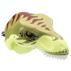 Dinosaur Head Tyrannosaurus rex with Olive Green Top and Black Pin with White Teeth and Dark Red Stripes Pattern Dinosaur Head Tyrannosaurus rex with Olive Green Top and Black Pin with White Teeth and Dark Red Stripes Pattern
