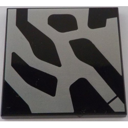 Tile 4 x 4 with Silver Markings Pattern Model Right Side (SW Kylo Ren Helmet)