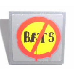 Road Sign 2 x 2 Square with Clip with 'BATS' Pattern (Sticker) - Set 7787