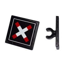 Road Sign 2 x 2 Square with Open O Clip with Crossed Bars (Train Crossing) Pattern (Sticker) - Set 60198 Road Sign 2 x 2 Square with Open O Clip with Crossed Bars (Train Crossing) Pattern (Sticker) - Set 60198