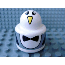 Primo Brick, Round Rattle 1 x 1 with Penguin Pattern