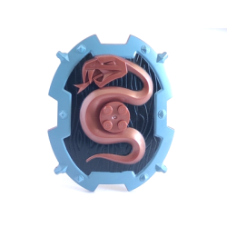 Large Figure Shield, 2 x 2 Brick Relief, Snake with Black and Sand Blue Pattern