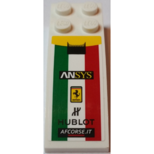Деталь LEGO 44126pb044 Slope, Curved 6 x 2 with 'ANSYS', Ferrari Logo, 'HUBLOT', and 'AFCORSE.IT' Pattern (Sticker) - Set 75908