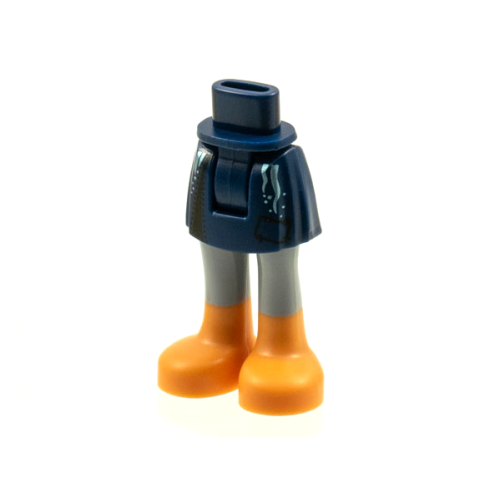 Деталь LEGO 92252c00pb041 Mini Doll Hips and Skirt, Silver Trim, Light Bluish Gray Legs and Nougat Boots Pattern - Thick Hinge