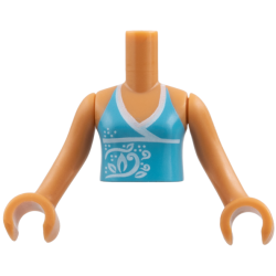 Torso Mini Doll Girl Medium Azure Halter Top Pattern, Medium Nougat Arms with Hands