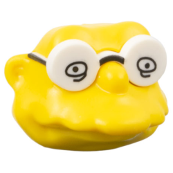 Minifigure, Head, Modified Simpsons Hans Moleman with White Glasses with Eyes Pattern