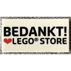Tile 2 x 4 with 'BEDANKT! Heart LEGO STORE' Pattern Tile 2 x 4 with 'BEDANKT! Heart LEGO STORE' Pattern