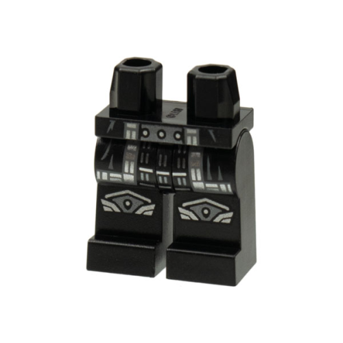 Деталь LEGO 970c00pb1393 Hips and Legs with Armor Coattails, Silver and Pearl Dark Gray Knee Pads and Trim Pattern