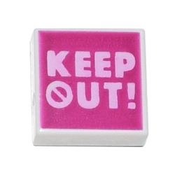 Tile 1 x 1 with Bright Pink 'KEEP OUT!' on Magenta Background Pattern