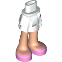 Mini Doll Hips and Skirt Layered, Light Nougat Legs and Bright Pink Ballet Shoes Pattern - Thick Hinge