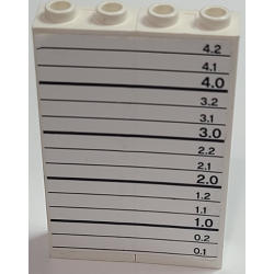 Stickered Assembly 4 x 1 x 5 with Black Lines and '0.1 - 4.2' Height Measurement Chart Pattern (Sticker) - Set 7237 - 2 Brick 1 x 2 x 5 Stickered Assembly 4 x 1 x 5 with Black Lines and '0.1 - 4.2' Height Measurement Chart Pattern (Sticker) - Set 7237 - 2 Brick 1 x 2 x 5