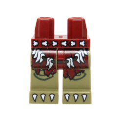 Hips and Olive Green Legs with Dark Red Loincloth, Bone Belt, Cord with Teeth and White Claws Pattern Hips and Olive Green Legs with Dark Red Loincloth, Bone Belt, Cord with Teeth and White Claws Pattern