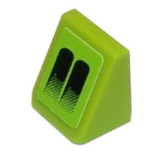 Деталь LEGO 54200pb064R Slope 30 1 x 1 x 2/3 with Black Air Intake Double Faded on Lime Background Pattern Model Right Side (Sticker) - Set 8133