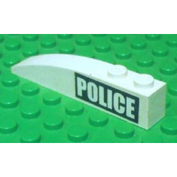 Slope, Curved 6 x 1 with 2 Studs with White 'POLICE' on Black Background Pattern Left (Sticker) - Set 7899 Slope, Curved 6 x 1 with 2 Studs with White 'POLICE' on Black Background Pattern Left (Sticker) - Set 7899