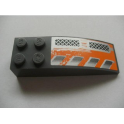 Slope, Curved 6 x 2 with Checkered Plates and Silver / Orange Pattern Model Left (Sticker) - Set 8137 Slope, Curved 6 x 2 with Checkered Plates and Silver / Orange Pattern Model Left (Sticker) - Set 8137