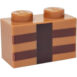 Brick 1 x 2 with Reddish Brown and Dark Brown Minecraft Crafting Table Lines Pattern