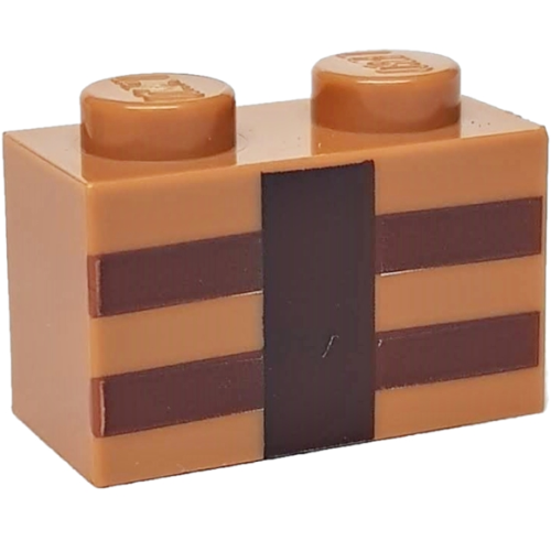 Деталь LEGO 3004pb123 Brick 1 x 2 with Reddish Brown and Dark Brown Minecraft Crafting Table Lines Pattern
