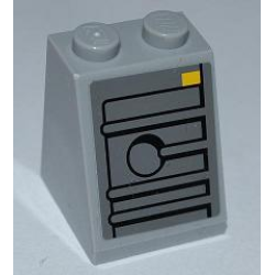 Slope 65 2 x 2 x 2 with Bottom Tube with Ridges, Hole, and Yellow Rectangle Pattern (Sticker) - Set 7965 Slope 65 2 x 2 x 2 with Bottom Tube with Ridges, Hole, and Yellow Rectangle Pattern (Sticker) - Set 7965