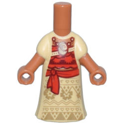 Micro Doll, Body with Molded Tan Dress and Printed Red and Dark Red Top, Sash and Pendant and Dark Tan Triangles and Flowers Pattern Micro Doll, Body with Molded Tan Dress and Printed Red and Dark Red Top, Sash and Pendant and Dark Tan Triangles and Flowers Pattern
