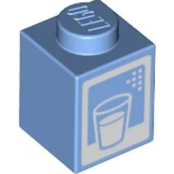 Brick 1 x 1 with White Glass Outline, Drink, and Border Pattern (Milk Carton)