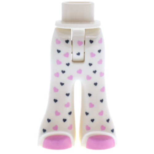 Деталь LEGO 2125c00pb010 Mini Doll Hips and Trousers Bell-Bottoms with Bright Pink Shoes and Dark Blue Hearts Pattern - Thin Hinge