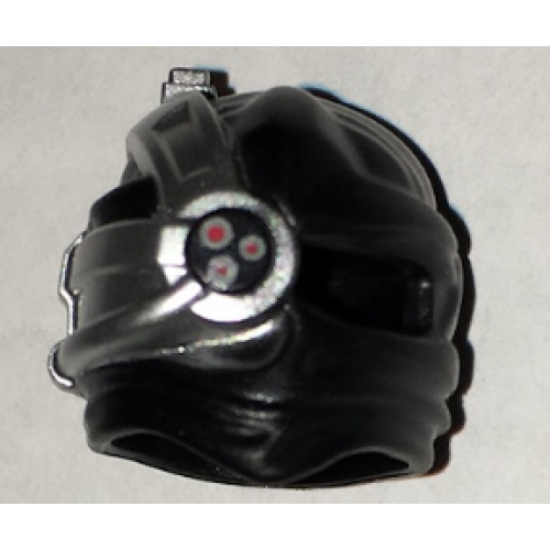 Деталь LEGO 15616pb02 Minifigure, Headgear Ninjago Wrap with Silver Cyborg Eyepiece with One Red Dot on Bottom with Silver Outline Pattern