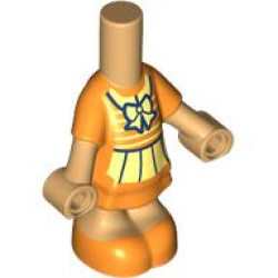 Micro Doll, Body with Molded Orange Short Layered Dress and Shoes and Printed Bright Light Yellow Collar with Bow, Horizontal Stripes, and Skirt Pattern Micro Doll, Body with Molded Orange Short Layered Dress and Shoes and Printed Bright Light Yellow Collar with Bow, Horizontal Stripes, and Skirt Pattern