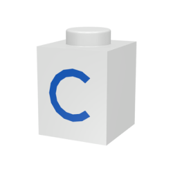 Brick 1 x 1 with Blue Capital Letter C Pattern