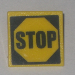 Road Sign 2 x 2 Square with Clip with Black 'STOP' in Octagon Pattern (Sticker) - Set 4855