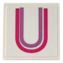 Road Sign 2 x 2 Square with Open O Clip with Medium Lavender and Magenta Letter U Pattern (Sticker) - Set 41732