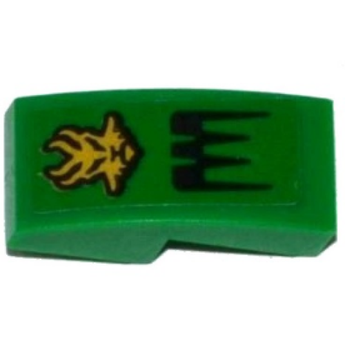 Деталь LEGO 11477pb036 Slope, Curved 2 x 1 x 2/3 with Air Intake and Gold Ninjago Lloyd Power Emblem Pattern (Sticker) - Set 70601