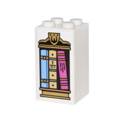 Brick 2 x 2 x 3 with Gold Bookcase with Crest and 3 Books Pattern (Sticker) - Set 41067
