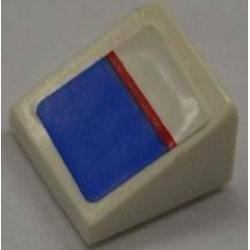 Slope 30 1 x 1 x 2/3 with Red Line on Blue and White Pattern (Sticker) (Undetermined Type)