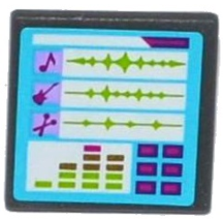 Road Sign 2 x 2 Square with Open O Clip with Music Editing Computer Screen Pattern (Sticker) - Set 41103